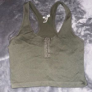 Green tank crop top